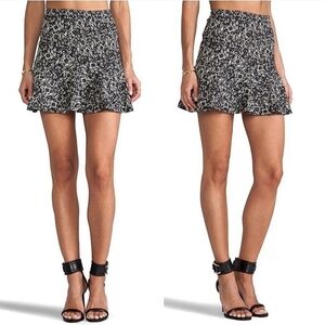 Parker Mckenna Flared Mini Skirt Black Cream print